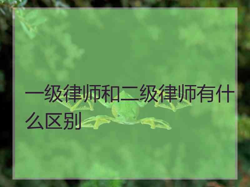 一级律师和二级律师有什么区别