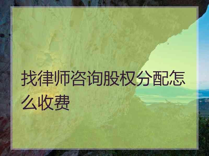 找律师咨询股权分配怎么收费