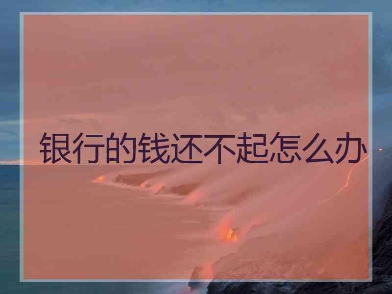 银行的钱还不起怎么办