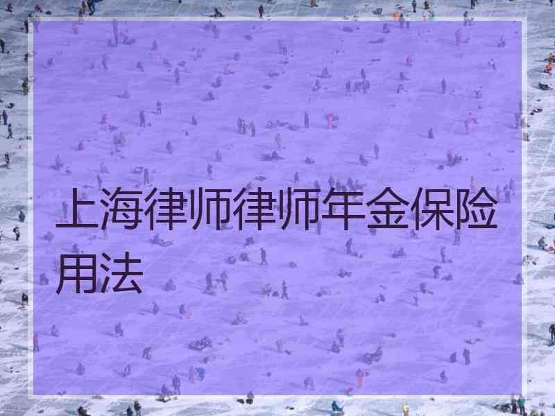 上海律师律师年金保险用法