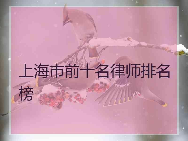 上海市前十名律师排名榜