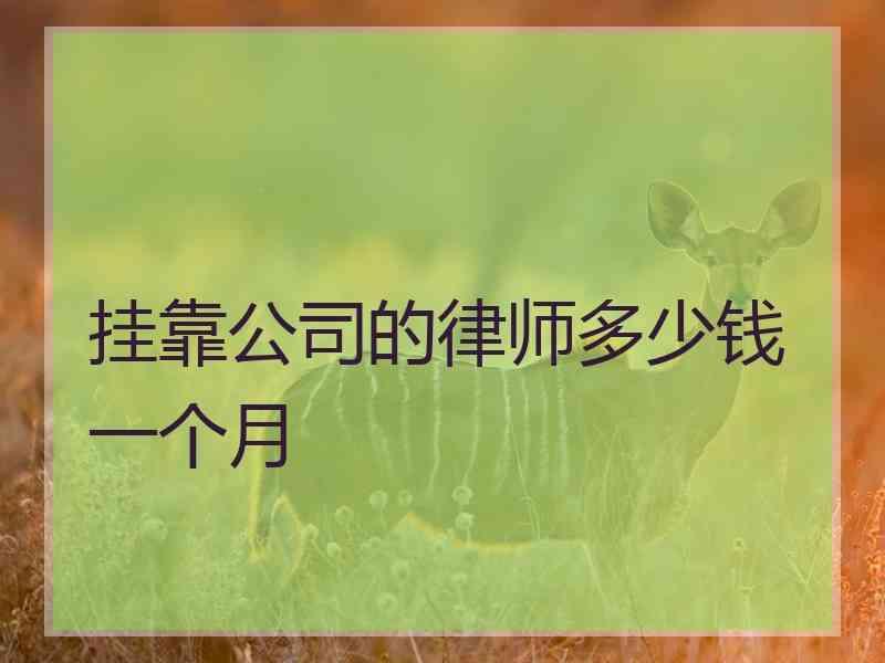 挂靠公司的律师多少钱一个月