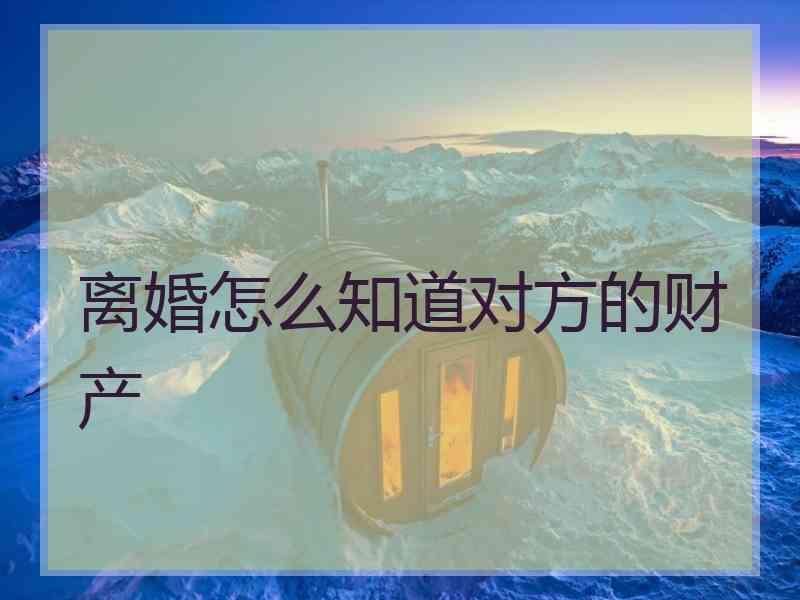离婚怎么知道对方的财产
