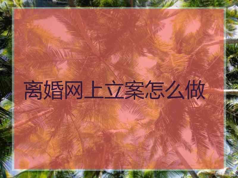 离婚网上立案怎么做