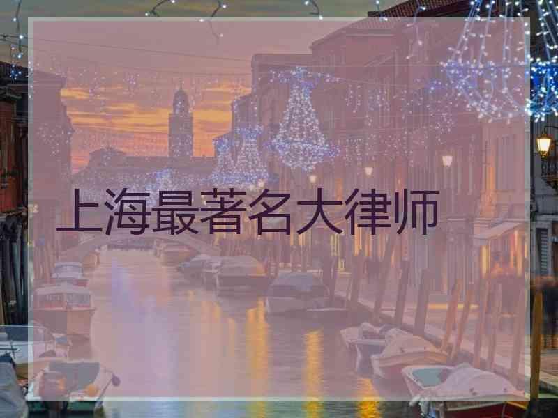 上海最著名大律师