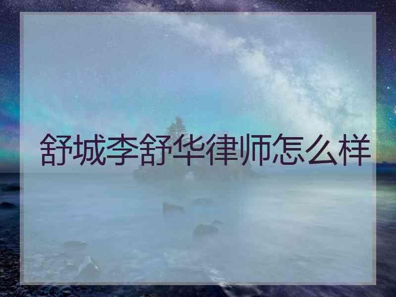 舒城李舒华律师怎么样