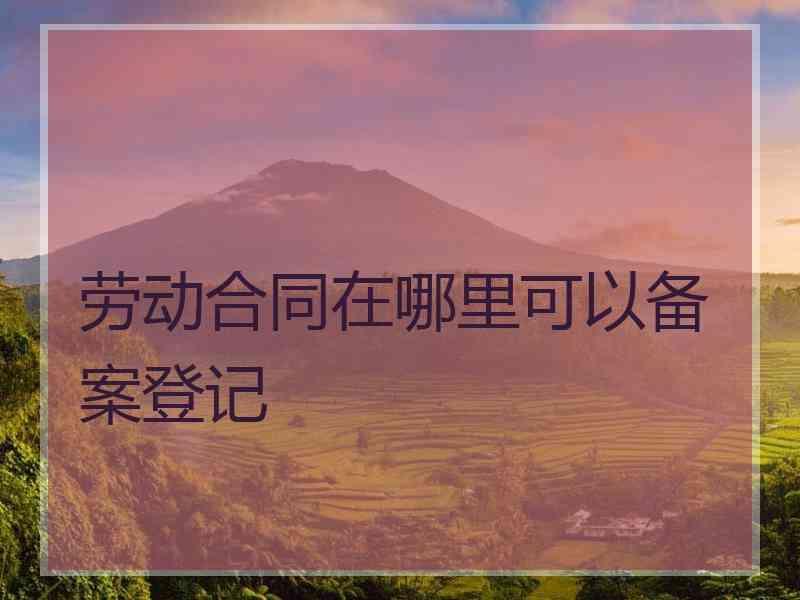 劳动合同在哪里可以备案登记