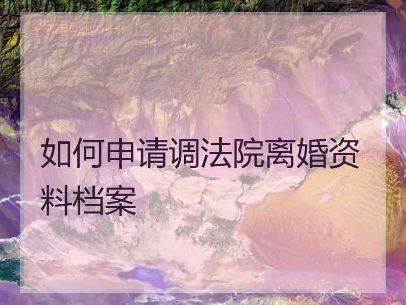 如何申请调法院离婚资料档案