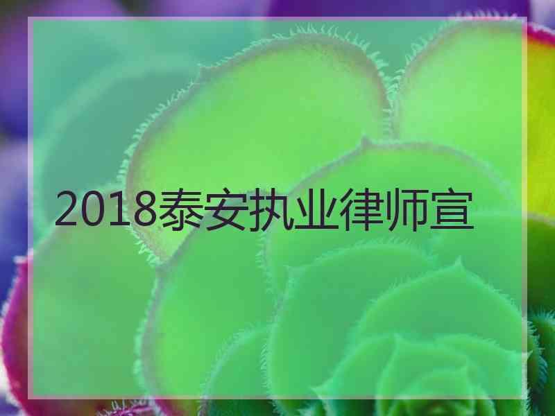 2018泰安执业律师宣