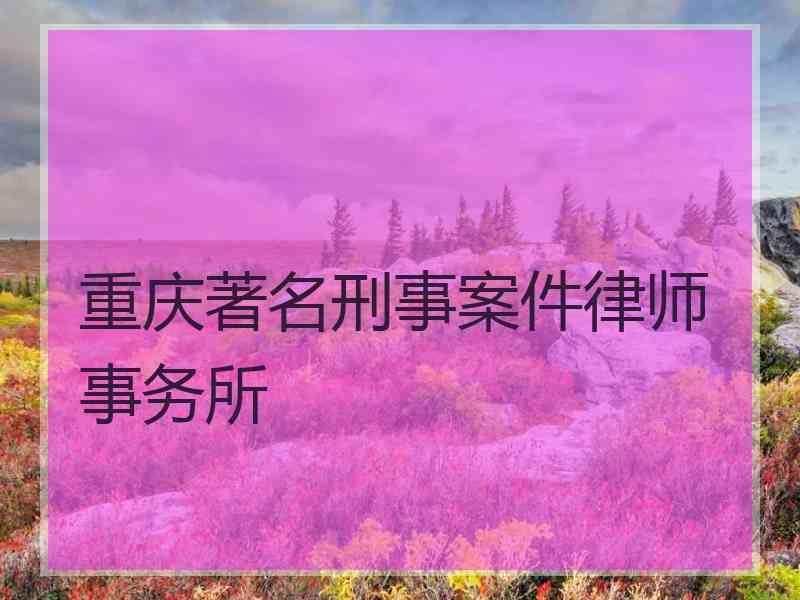 重庆著名刑事案件律师事务所