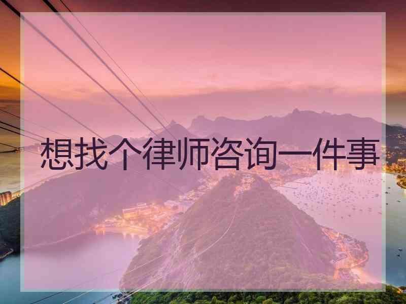 想找个律师咨询一件事