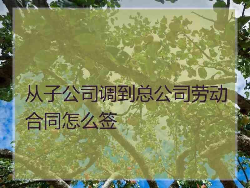 从子公司调到总公司劳动合同怎么签