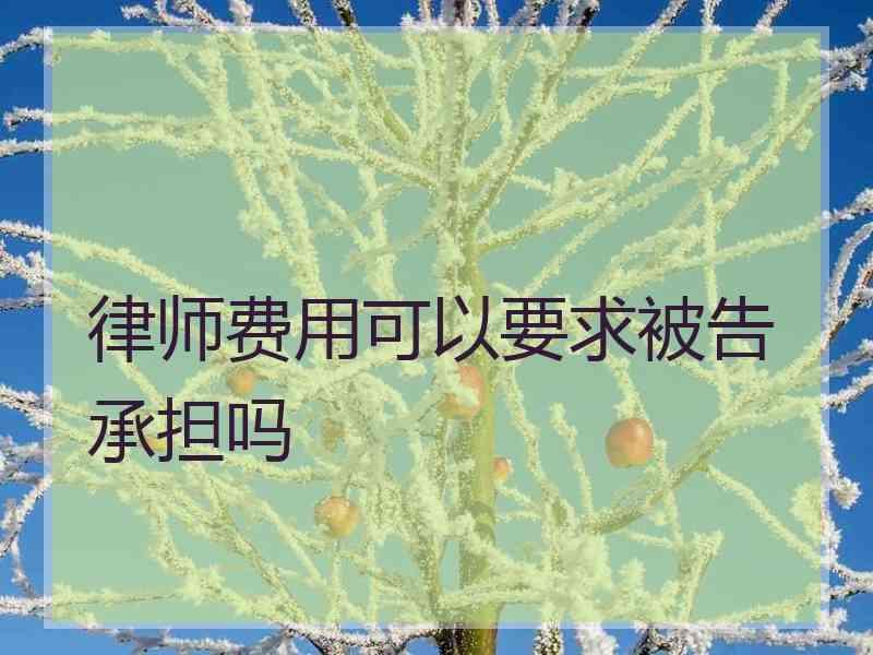 律师费用可以要求被告承担吗