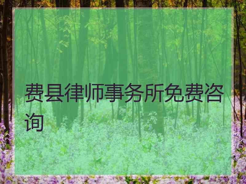 费县律师事务所免费咨询