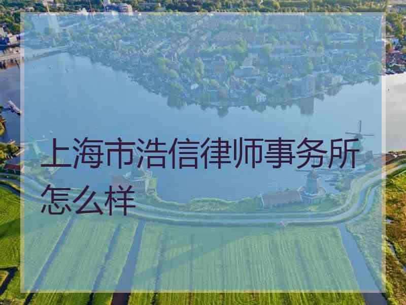 上海市浩信律师事务所怎么样