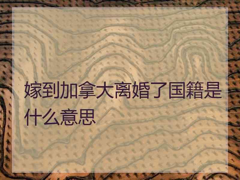 嫁到加拿大离婚了国籍是什么意思