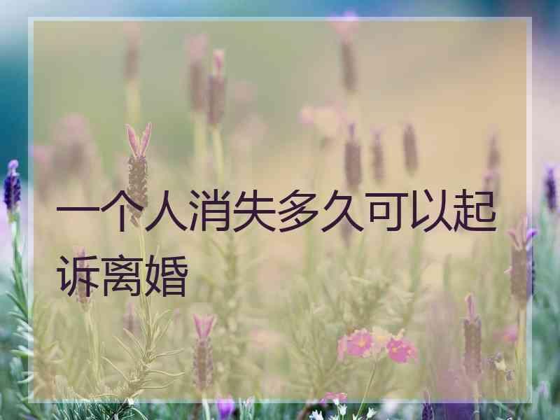 一个人消失多久可以起诉离婚