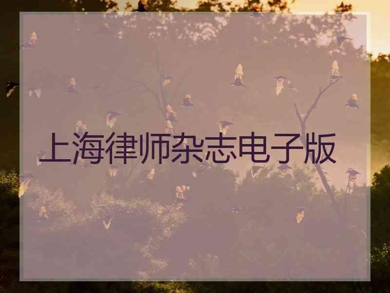 上海律师杂志电子版