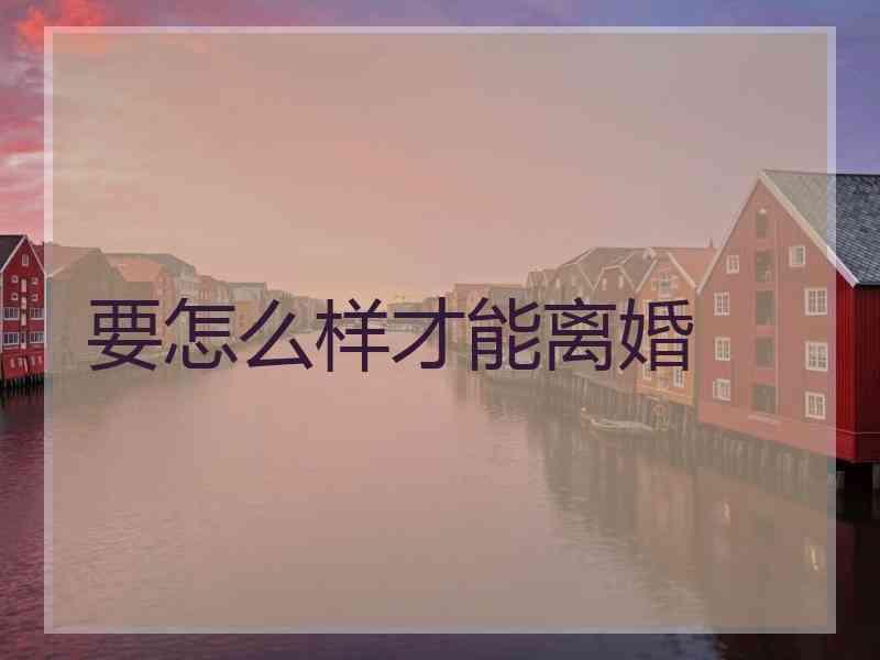要怎么样才能离婚
