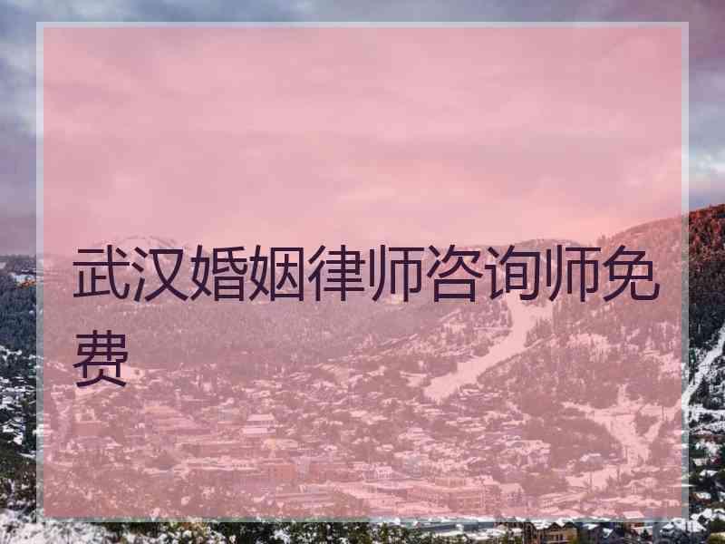 武汉婚姻律师咨询师免费