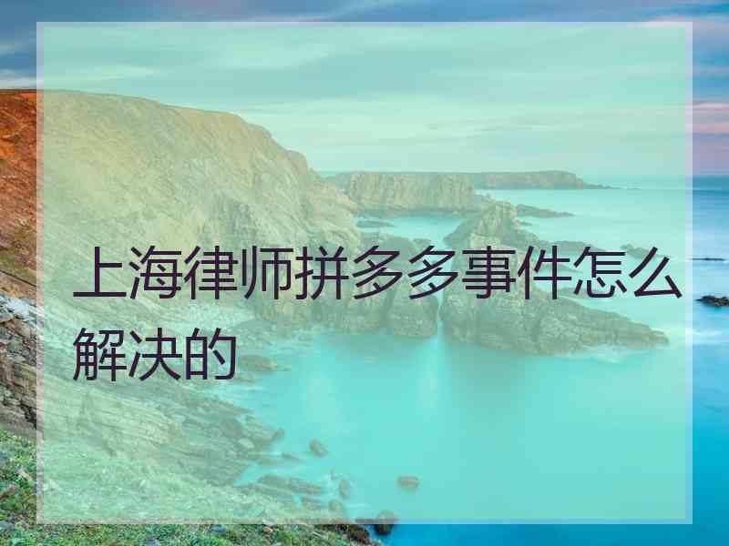 上海律师拼多多事件怎么解决的