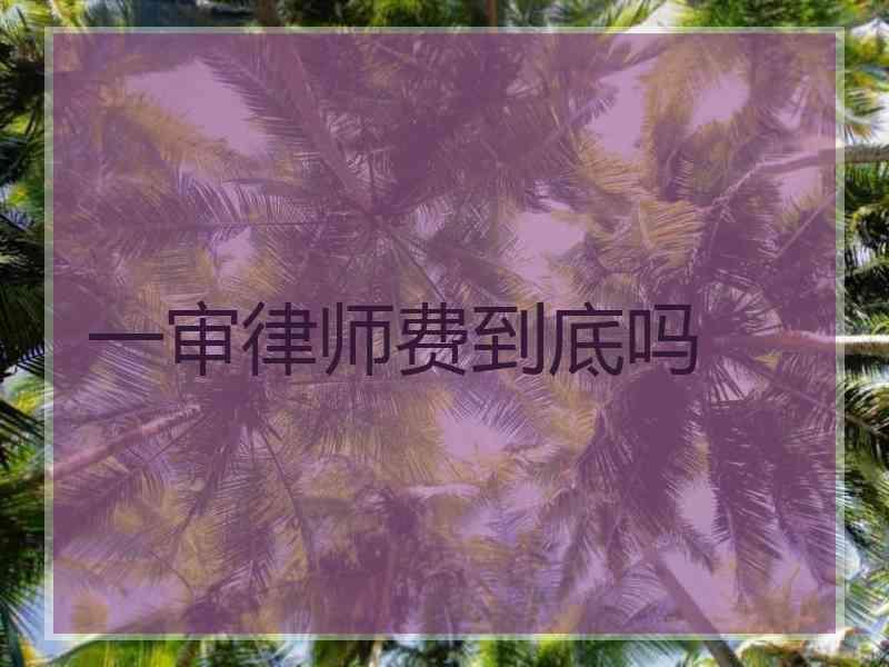 一审律师费到底吗