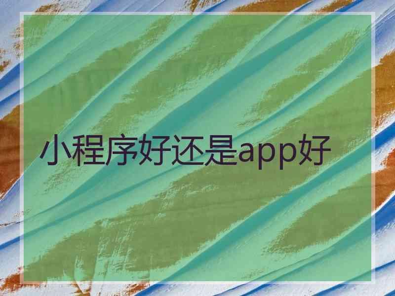 小程序好还是app好