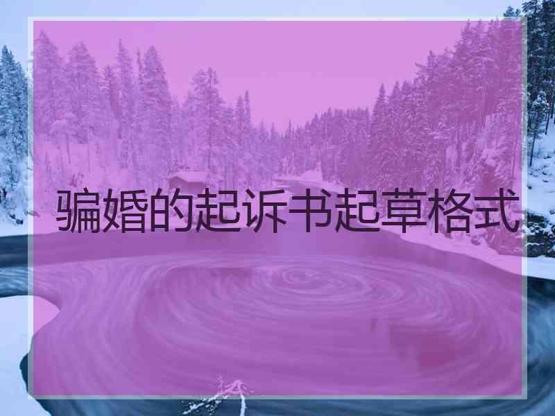 骗婚的起诉书起草格式
