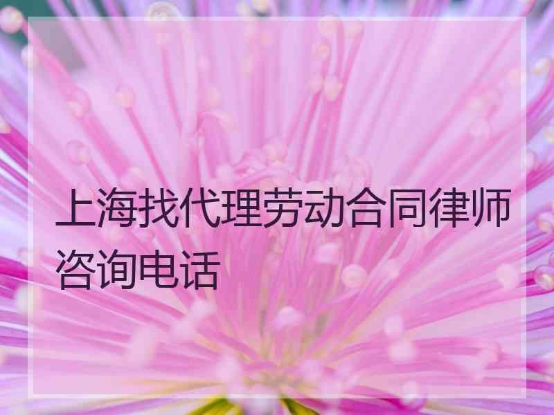 上海找代理劳动合同律师咨询电话