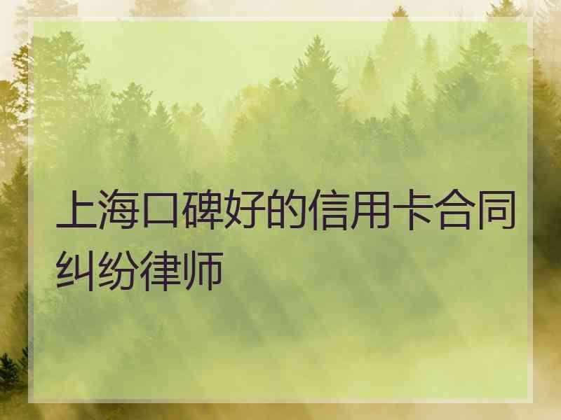 上海口碑好的信用卡合同纠纷律师