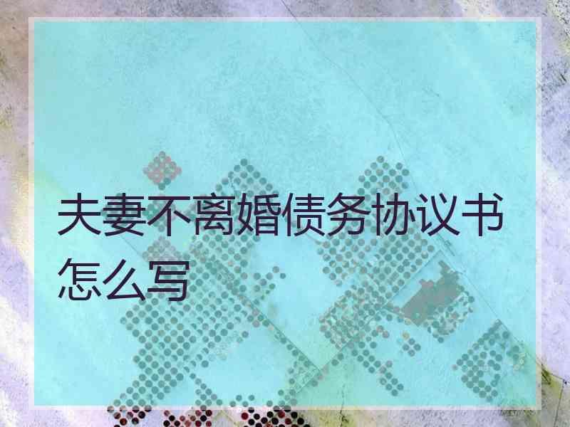 夫妻不离婚债务协议书怎么写