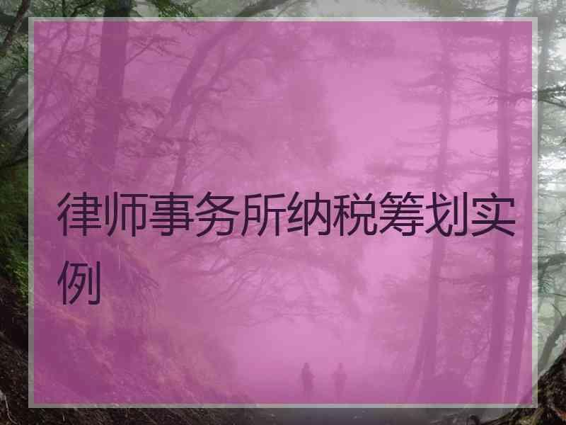 律师事务所纳税筹划实例