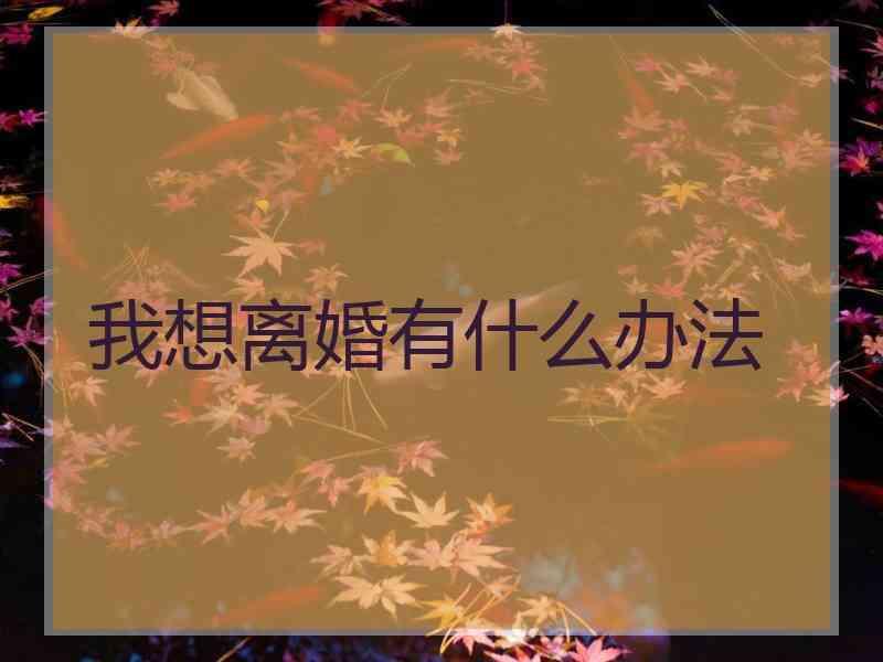 我想离婚有什么办法
