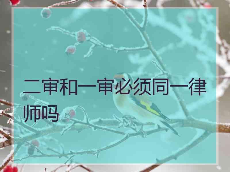 二审和一审必须同一律师吗