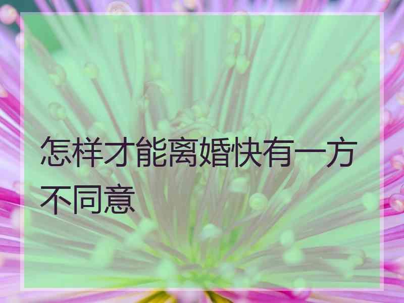 怎样才能离婚快有一方不同意