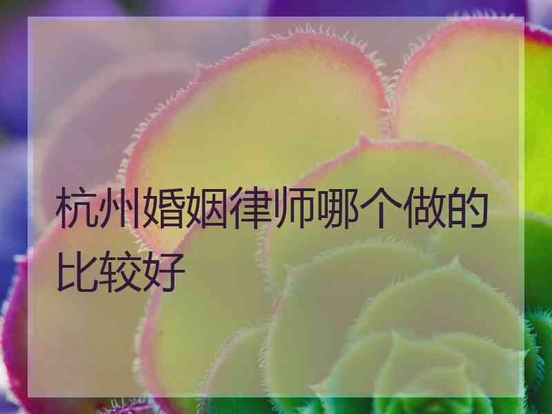 杭州婚姻律师哪个做的比较好