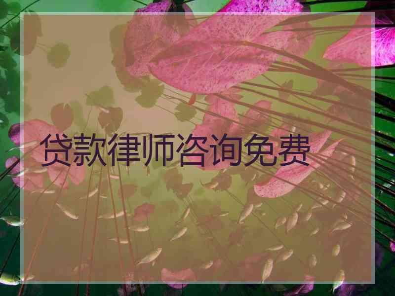 贷款律师咨询免费