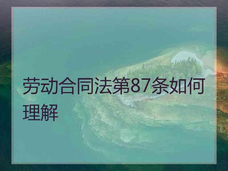 劳动合同法第87条如何理解