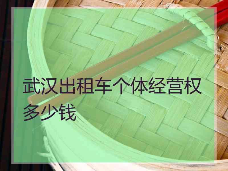 武汉出租车个体经营权多少钱