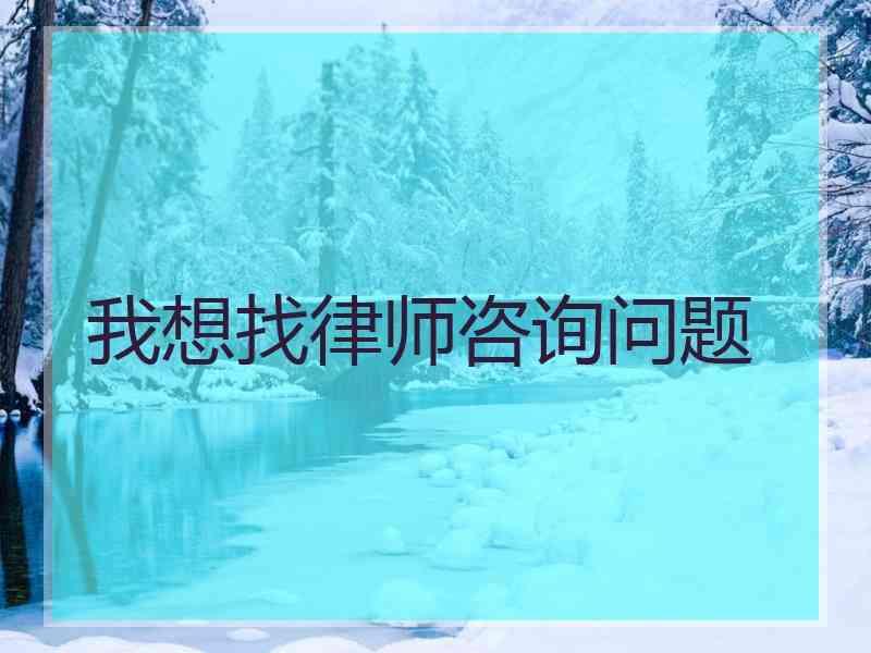 我想找律师咨询问题