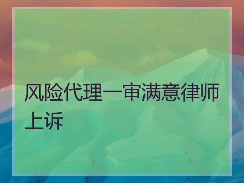 风险代理一审满意律师上诉