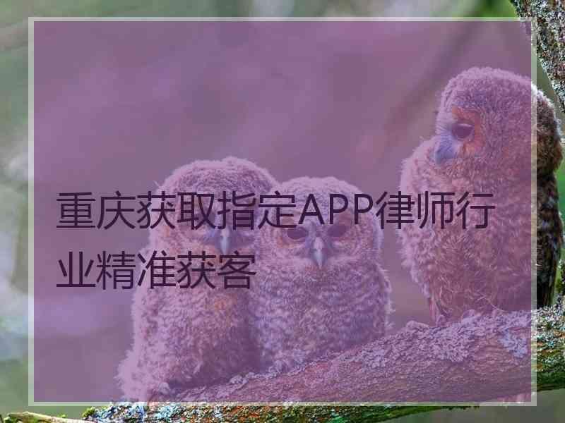 重庆获取指定APP律师行业精准获客