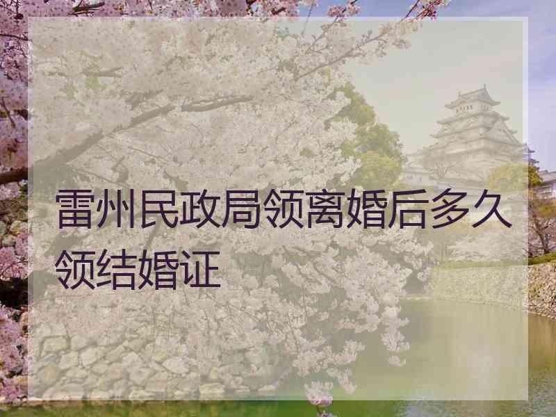 雷州民政局领离婚后多久领结婚证