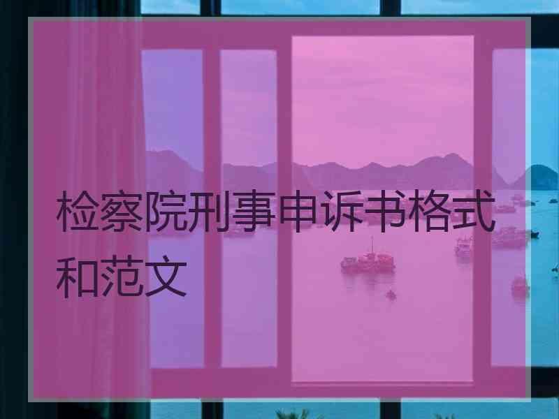 检察院刑事申诉书格式和范文