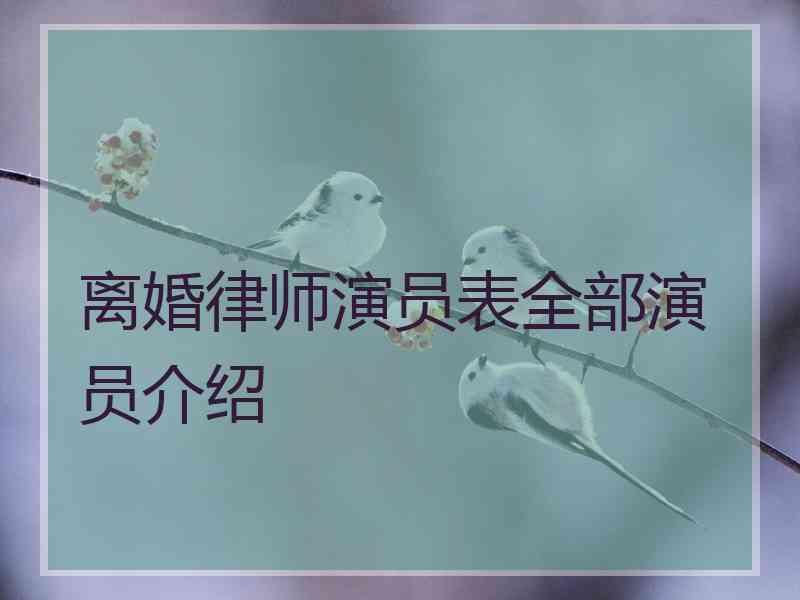 离婚律师演员表全部演员介绍