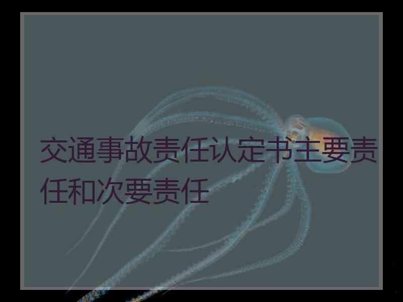 交通事故责任认定书主要责任和次要责任