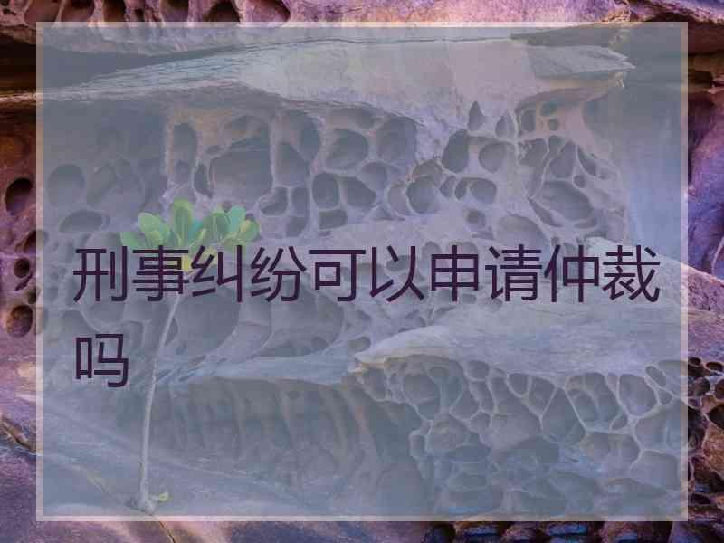 刑事纠纷可以申请仲裁吗