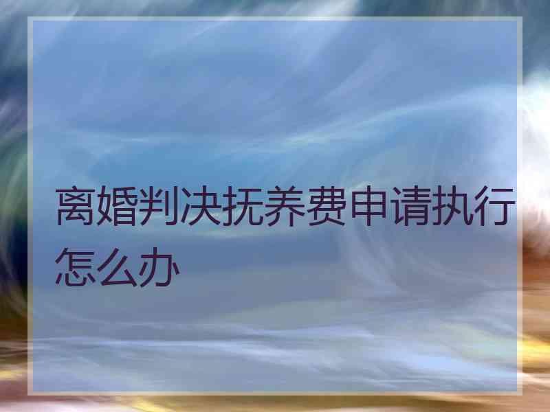 离婚判决抚养费申请执行怎么办