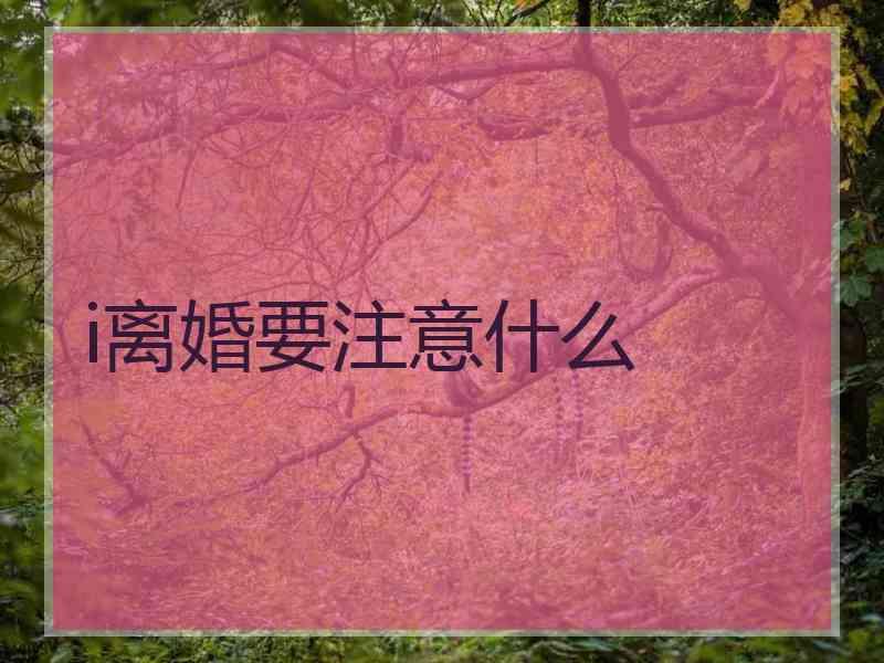 i离婚要注意什么