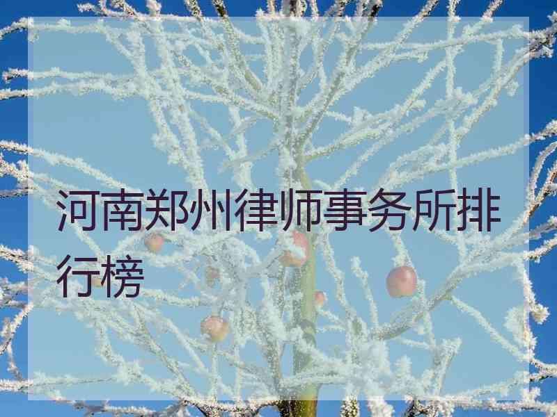 河南郑州律师事务所排行榜